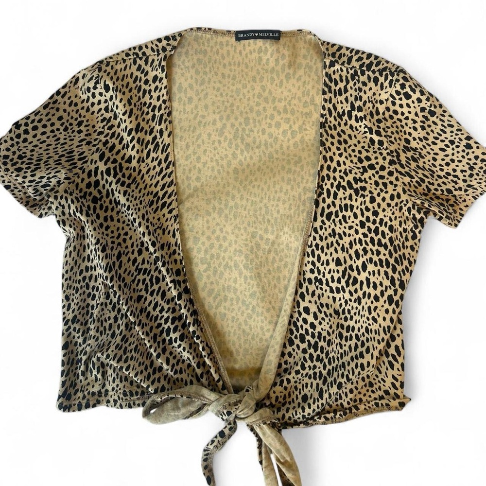 Brandy Melville Leopard Print Tie-Front Top